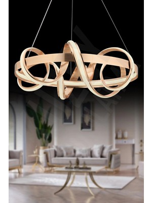 Akgül Düğümlü Çizgili Gold Lüks Avize