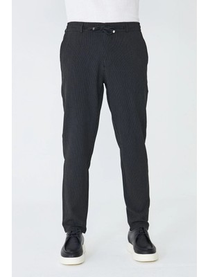 White Stone Siyah Ince Çizgili Jogger Spor Erkek Pantolon