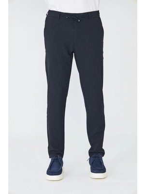 White Stone Lacivert İnce Çizgili Jogger Spor Erkek Pantolon