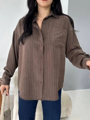 Dima Süet Modal Klasik Yaka Kadın Kadın Gömlek