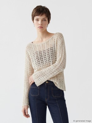 Soulife Bisiklet Yaka Ajurlu Kadın Triko Kazak