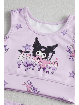 Trend Bebe Butik Kız Çocuk Özel Karakter Baskılı Şortlu Bikini Mayo Takımı