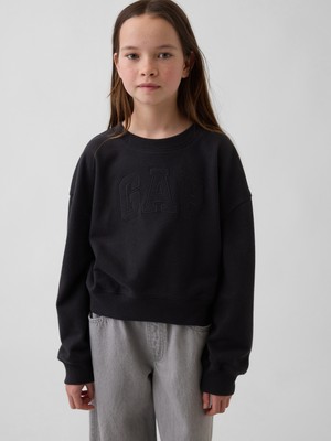 Gap Kız Çocuk Siyah Vintagesoft Terry Crop Logo Sweatshirt