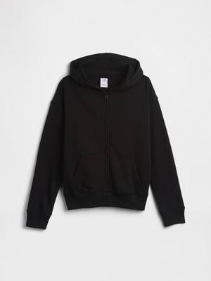 Gap Erkek Çocuk Siyah Kids Rahat Fransız Havlu Kumaş Fermuarlı Sweatshirt