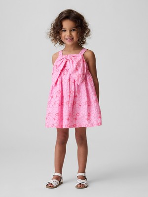 Gap Kız Bebek Pembe Çiçekli Eyelet Kemerli Elbise