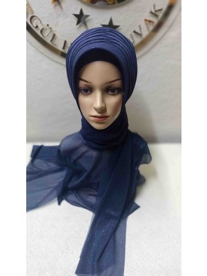 Ergül Hazır Duvak Simli Lacivert Tekli Model Duvak,hazır Duvak,düğün,hazır Şal,hazır Türban,abiye Şal,sünnet,nişan,söz