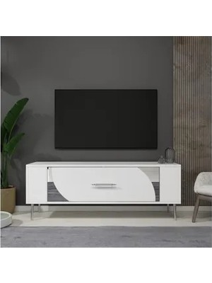 Vivense Retrop Tv Sehpası, 2ct, Beyaz Gümüş