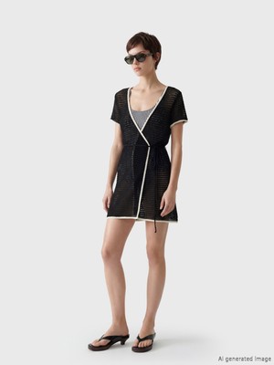 Soulife V Yaka Ajurlu Plaj Elbisesi