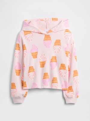 Gap Kız Çocuk Açık Pembe Kids Relaxed Fransız Havlu Kumaş Sweatshirt