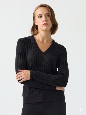 Unique Rayon Çizgili Triko