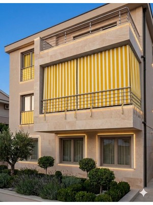 Gön Ev ve Otel Tekstili Yağmur Geçirmez Balkon Perdesi Branda Kumaş – Kalın, Bağcıklı – İsteğe Bağlı Kornişli veya Kuş Gözü Halkalı – Her Ölçüye Özel Dikim – Dış Mekan Perdesi