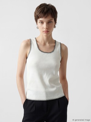 Soulife Büyük Beden Kare Yaka Dikiş Detaylı Kadın Atlet