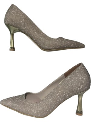 Erbay Shoes Lady Gold Kristal Stiletto 7 cm Kadeh Topuklu Düğün Nişan Gece Abiye Ayakkabı