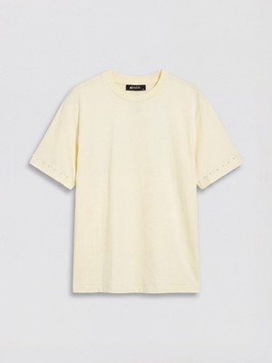 Soulife Bisiklet Yaka Boncuk Işlemeli Kadın Tişört