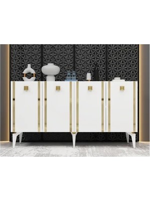 Vivense Dorruk Lazer Desenli Konsol, Beyaz Altın