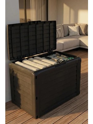 140 Lt Sandık Bahçe Balkon Kiler Depolama Sandığı Su Geçirmez, Dayanıklı Plastik Organizer