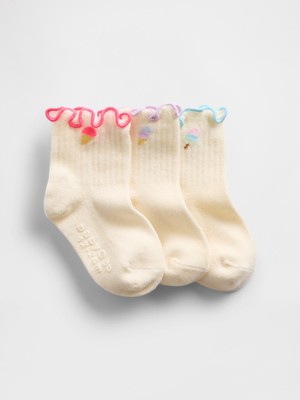 Gap Bebek Kırık Beyaz Ruffle Crew Çorap (3’lü)