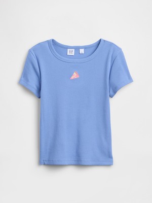Gap Kız Çocuk Açık Mavi Kids Ribbed Bisiklet Yaka T-Shirt