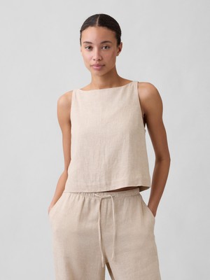 Gap Kadın Bej Keten Karışımı Apron Bluz