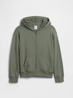 Gap Erkek Çocuk Yeşil Kids Rahat Fransız Havlu Kumaş Fermuarlı Sweatshirt