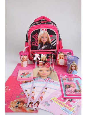 x Dekomus Lisanslı Barbie Girl Power Collection Büyük Boy Okul ve Kalem Çantası, Beslenme Kabı Full Kırtasiye Seti