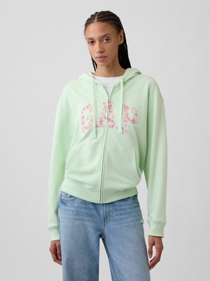 Gap Kadın Açık Yeşil Gap Logo Fermuarlı Fransız Havlu Kumaş Sweatshirt