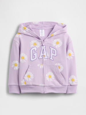 Gap Kız Bebek Lila Relaxed Logo Fransız Havlu Kumaş Fermuarlı Sweatshirt