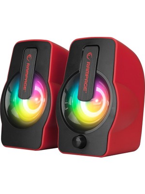 Die Grup Kırmızı - Rgb Işıklı 1+1 Hoparlör Speakaer Set USB Kablo 2.0 Multimedya - 6W (5501)