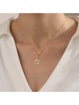 Gold Marley Lotus Aura Kolye – 14 Ayar Altın