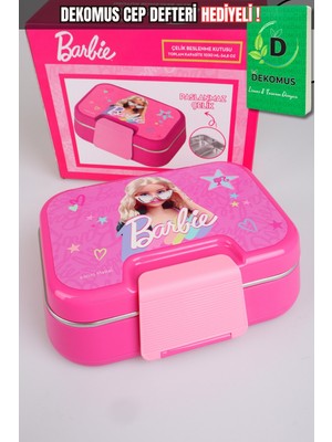 x Dekomus Lisanslı Barbie Extra Glam Collection 2 Katlı Paslanmaz Çelik Yemek Kabı "dekomus Cep Defteri Hediyeli"