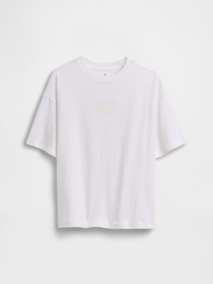Gap Erkek Çocuk Beyaz Oversized Gap 1969 Logo T-Shirt