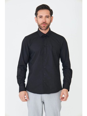 White Stone Siyah Dynamic Fit Uzun Kollu Erkek Gömlek