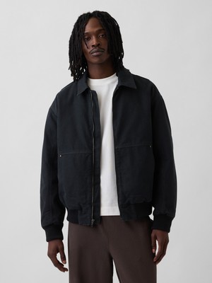 Gap Erkek Siyah Canvas Bomber Ceket
