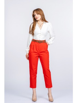 MissVina Kemerli Gabardin Kot Kumaş Kalem Denim Pantolon 3880