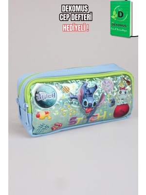 x Dekomus Lisanslı Stitch "ıconic Blue Collection" Kalem Çantası Dekomus Cep Defteri Hediyeli