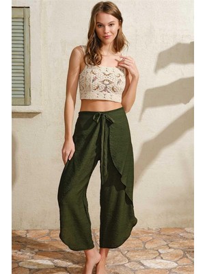 Pileli Store  Kalın Askılı Oyuk U Yaka Cotton Düz Yazlık Uzun Dantel Detaylı Pijama Takımı