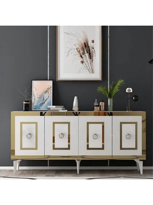 Vivense Karrya Raflı Konsol, Beyaz Altın