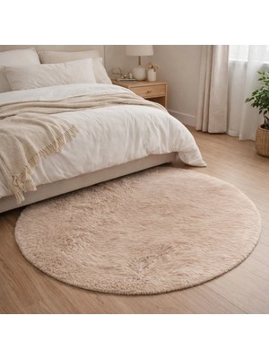 Eyprich Kuzu Post Peluş Premium Yuvarlak Desen Yumuşak Tüylü - Krem