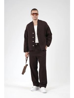 Oversize Kalıp Müslin Erkek Kimono Takım