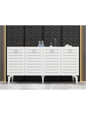 Vivense Arrona Konsol, 4 Kapaklı, Beyaz Beyaz