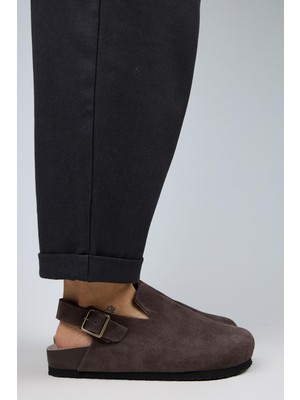 Manijero Holly 2 Kadın Deri Hakiki Deri Kemerli Tokalı Sabo Kahve Sandalet