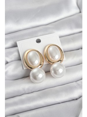 İsingir Shopping Pirinç Gold Renk Model Incili Kadın Küpe