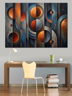 Tablomega Geometrik Daireler Soyut Renk Kompozisyonu Dekoratif Kanvas - Mdf Ahşap Tablo