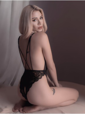 Emrexporter Siyah Dantelli Özel Bölgesi Açık Fantazi Body - EM002Z-7SYR98