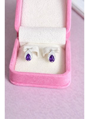 Miraç Gümüş Takı Atölyem 925 Ayar Gümüş Zirkon Taşlı Damla Model Kız Çocuk Küpesi