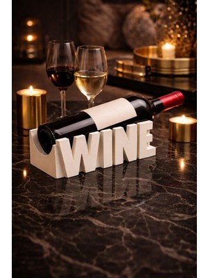 AkanArt Studio Wıne Yazılı Dekoratif Şarap Şişesi Standı – Modern Masa Üstü Tasarım