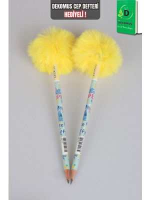 x Dekomus Lisanslı Stitch Özel Seri 2 Adet Fluffy Pop Collection Ponponlu Kurşun Kalem "dekomus Cep Defteri Hediyeli"