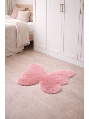 Eyprich Kuzu Post Peluş Süet Taban Ince Kelebek Halı - Yumuşak Dokulu Tüy