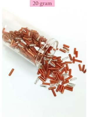 Just Cheap Store Uzun Boru Kesme Boncuk Çap 2mm Uzunluk 10 mm - 20 Gram - Kahverengi Gümüş - BNC262