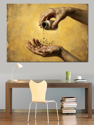 Tablomega Avuca Dökülen Müzik Notaları Dekoratif Kanvas - Mdf Ahşap Tablo